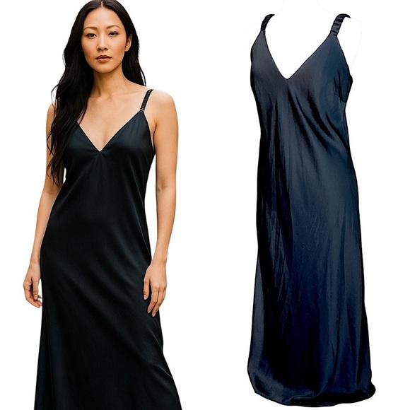 A New Day Elegant Black Maxi Dress V-Neck Sleeveless Elastic Straps Size Large - Picture 1 of 16
